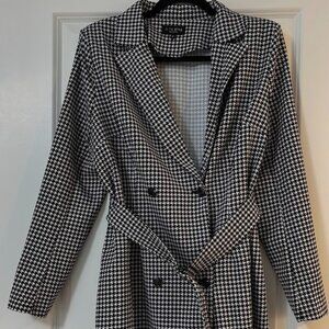 ASOS In the Style Houndstooth Belted Blazer Dress
